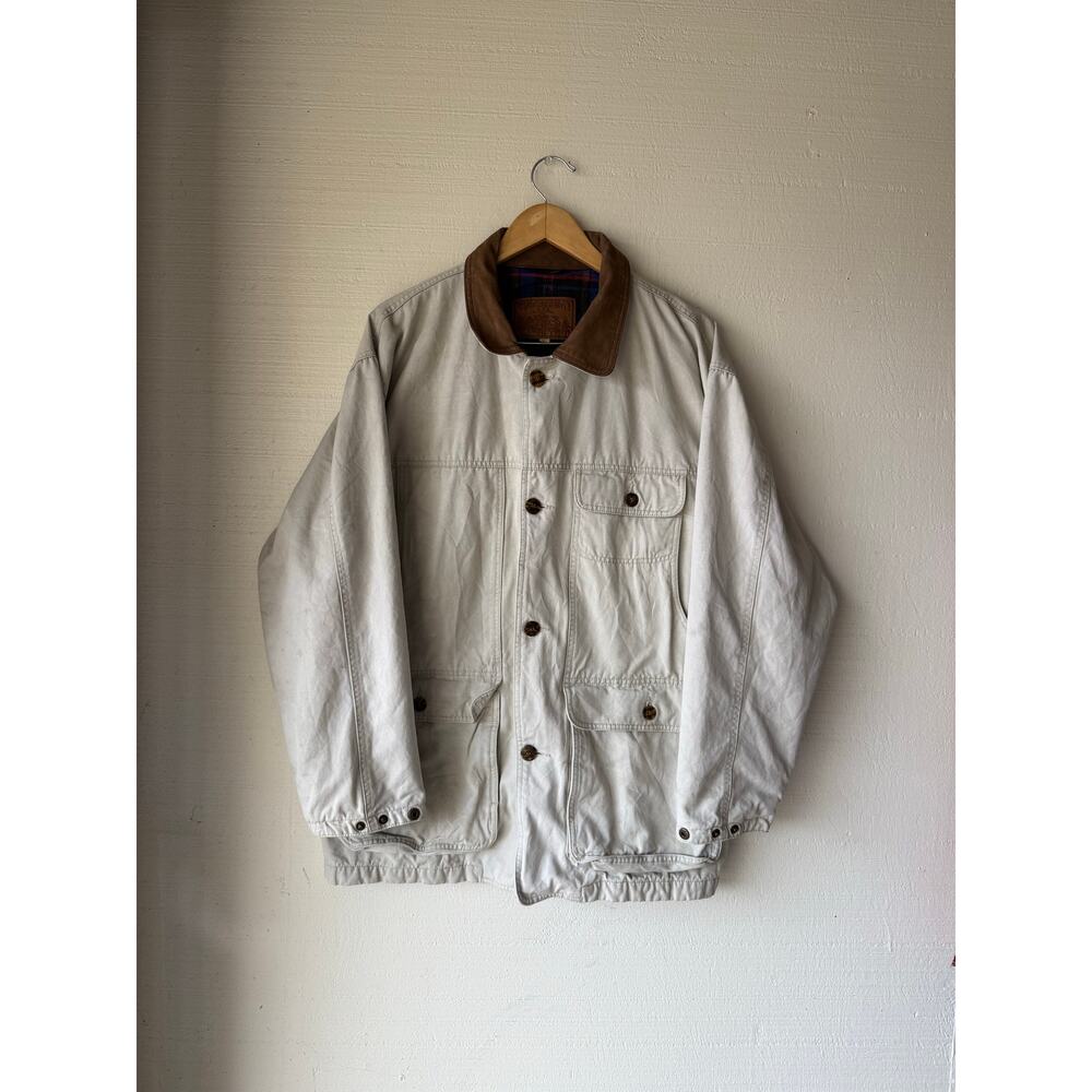 VTG 1980s Woodsman All Apparel Terrain Lined Tan Canvas Barn Jacket Size Large
